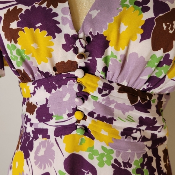 Kate Spade Women's Purple Floral Swing Dress - Size (4) - Excellent Condition - Picture 6 of 14